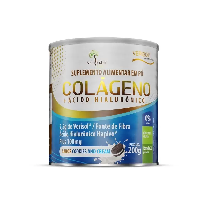  Descrição COLÁGENO VERISOL COM ÁCIDO HIALURÔNICO 200G. - SABOR COOKIES AND CREAM