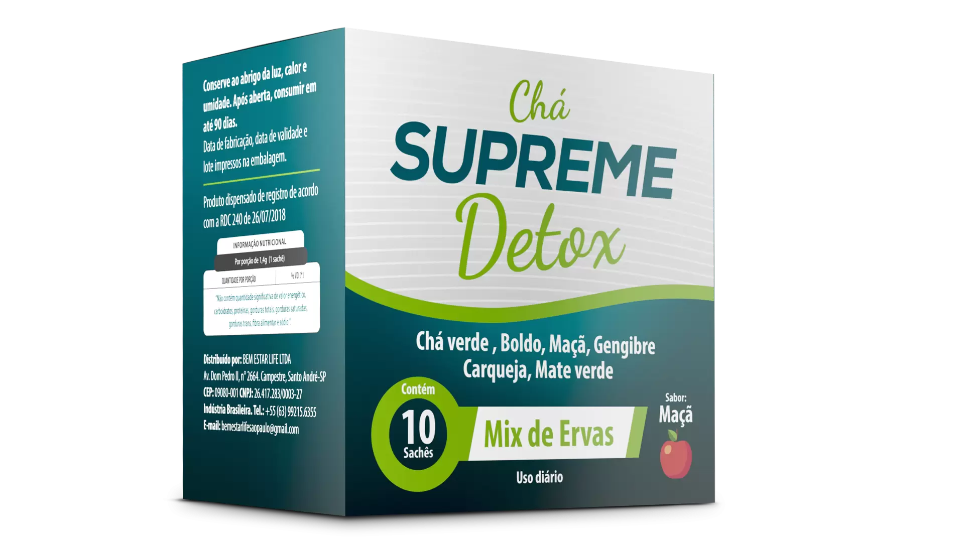 CHÁ DETOX  - SABOR MAÇÃ 7898736380267